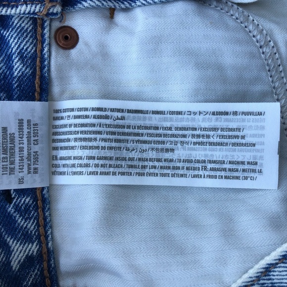 ABERCROMBIE & FITCH • Acid Stone Wash Natural Rise Denim Skirt Raw Hem Size 25 - Picture 11 of 16